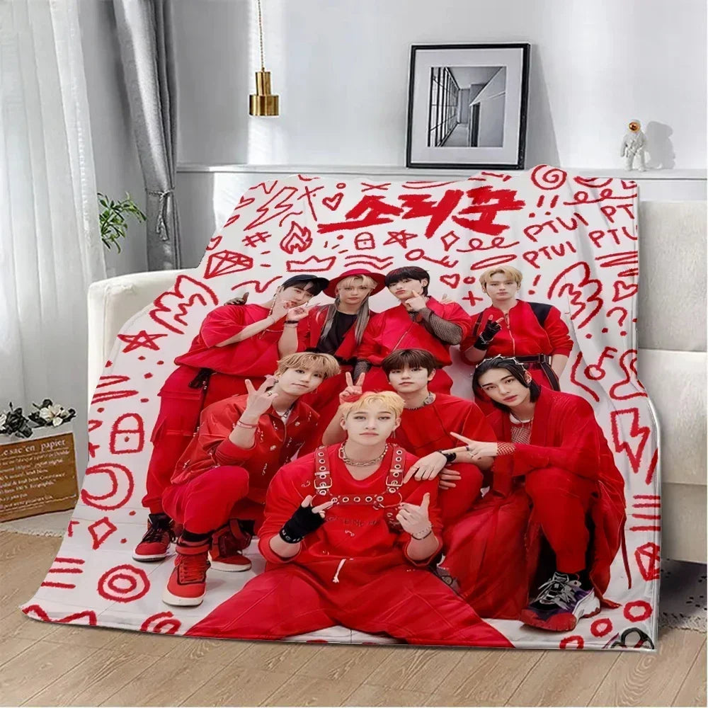 Stray Kids Kpop Fleece Blanket Aesthetic Room Decor